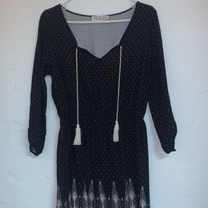 Black bohemian dress with tassels